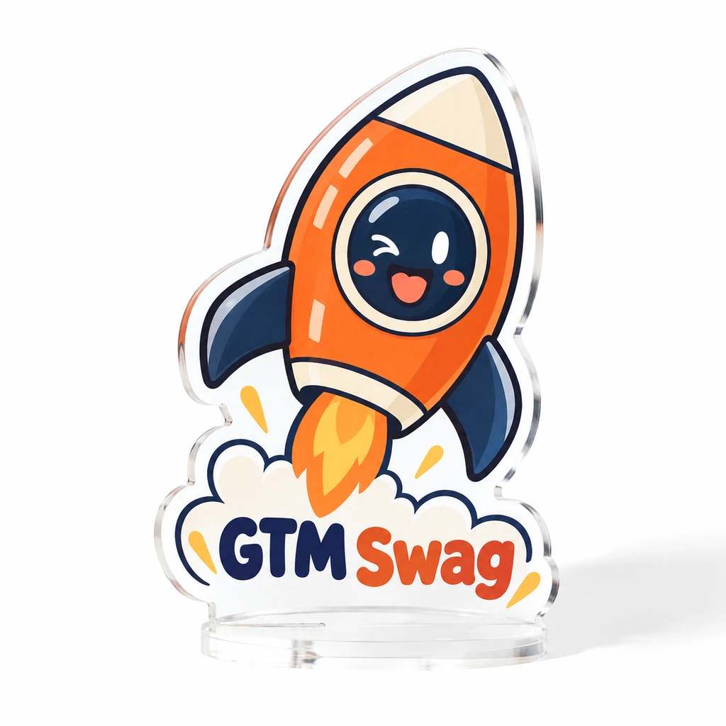 Company Mascot Desk Stand, shown with example personalization