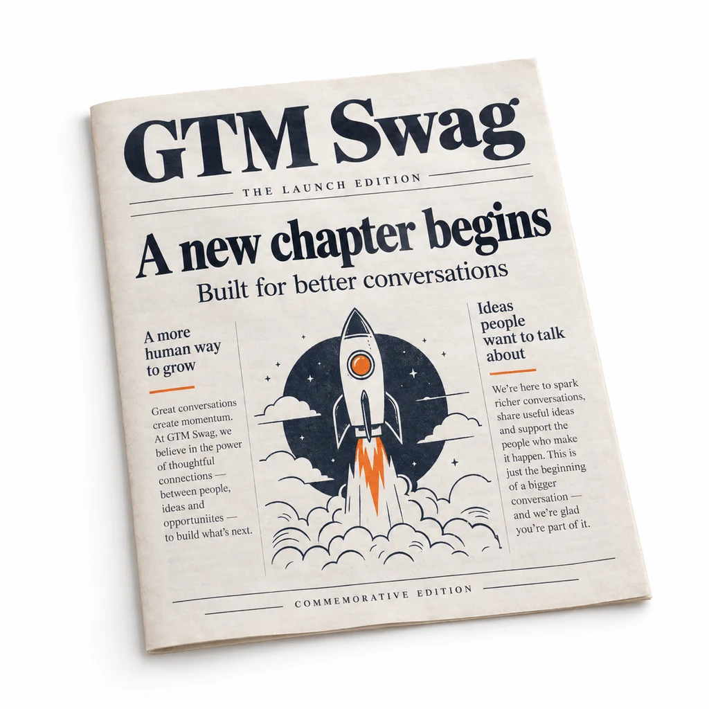 Company Launch Newspaper, shown with example personalization